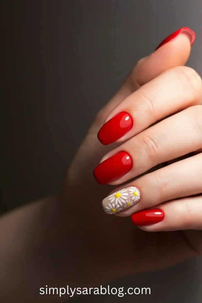 Floral Accent Nails