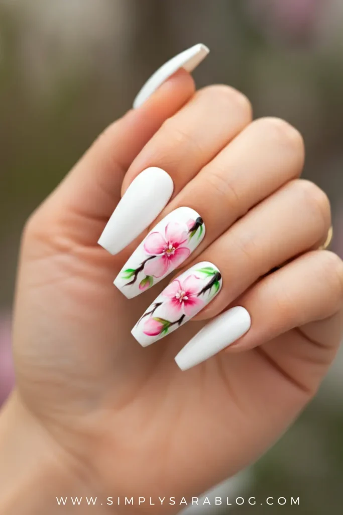 Floral Coffin Nails
