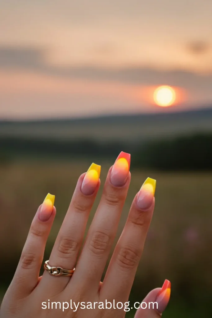 French Tip Sunset Nails