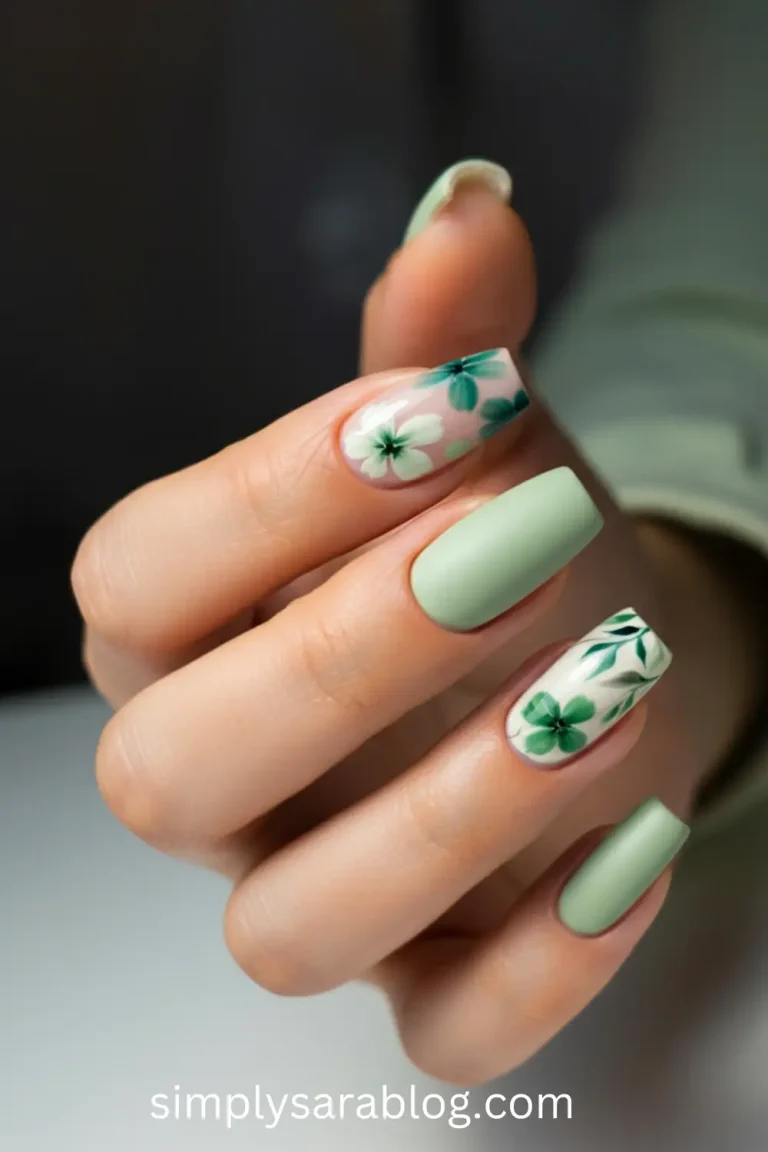 Emerald green nails with a sleek square shape, a timeless choice for elegance.