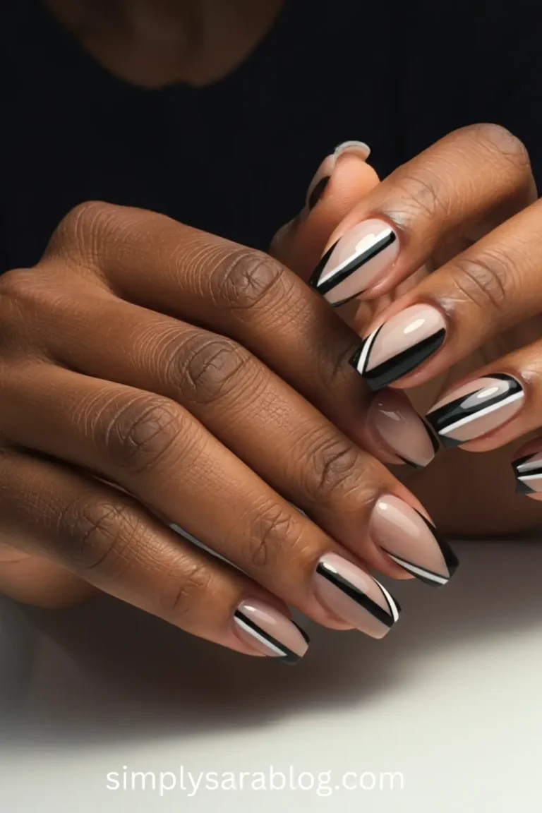 Spring manicure featuring bold neon accents on dark skin, glowing under natural light with colorful floral background.