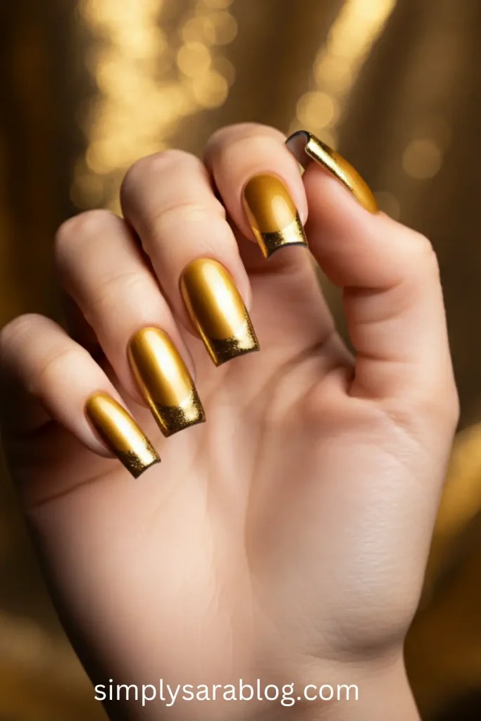 Glimmering Gold Saint Patrick’s Day Nails