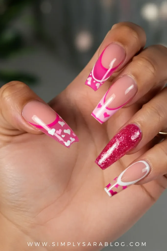 Glittery Pink Nails
