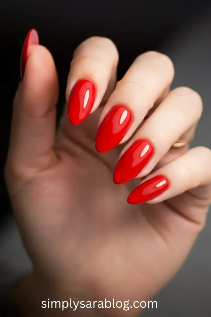 Glossy Red Nails
