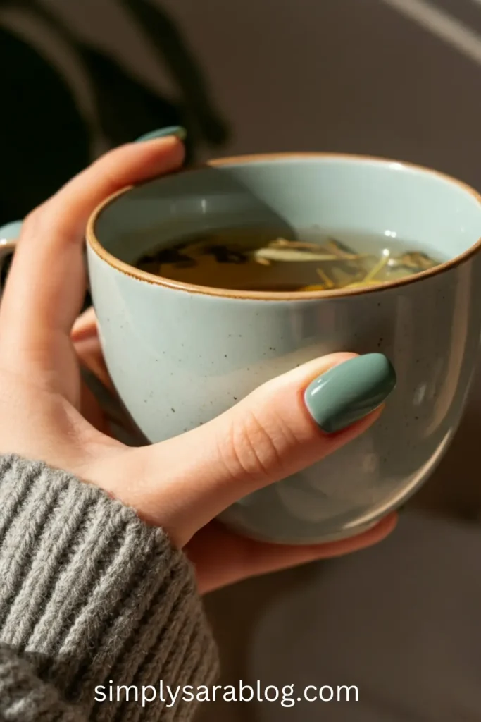 Glossy Sage Green Nails