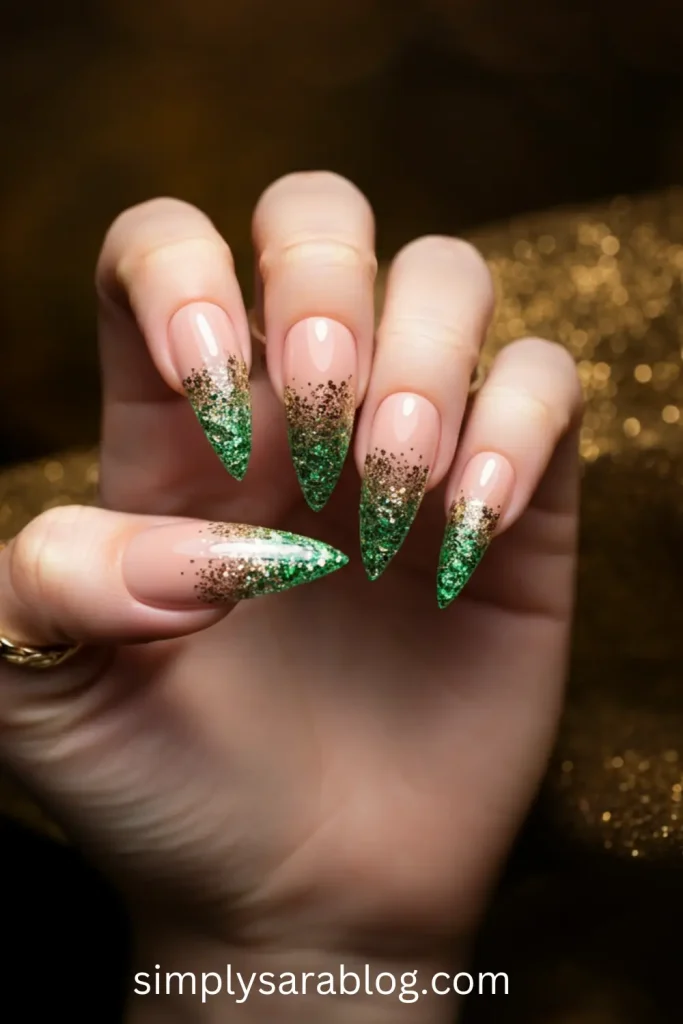 Gold Foil Ombre St. Patty’s Day Manicure