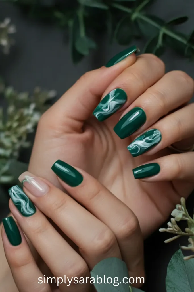 Green Marble Nails