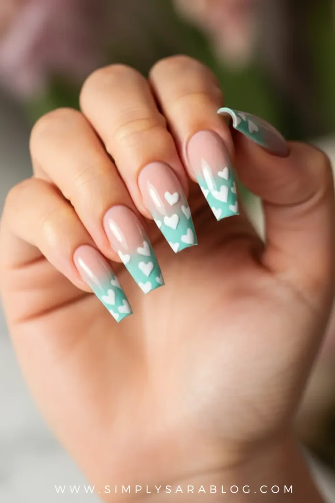Heart-Filled Ombre Nails