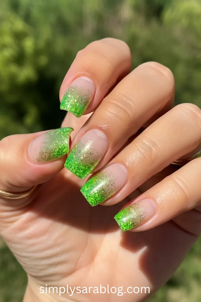 Lime Green Glitter Ombre