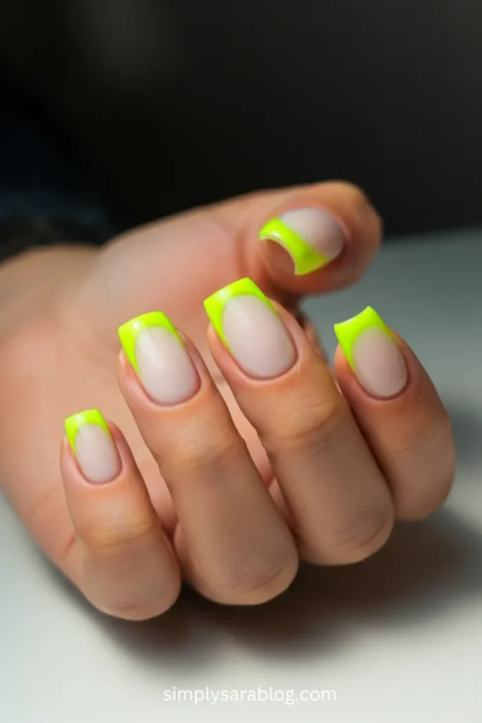Lime accent nails