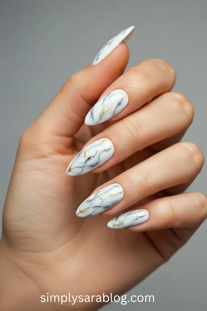Marbled Gold Speck Nails