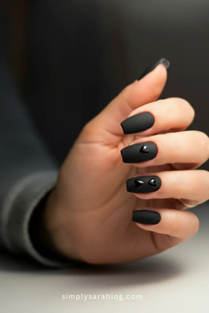 Matte and glossy heart nails