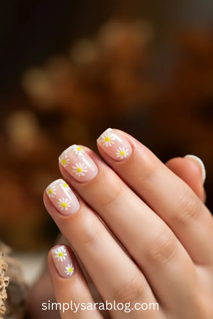 Milky Daisy Nails