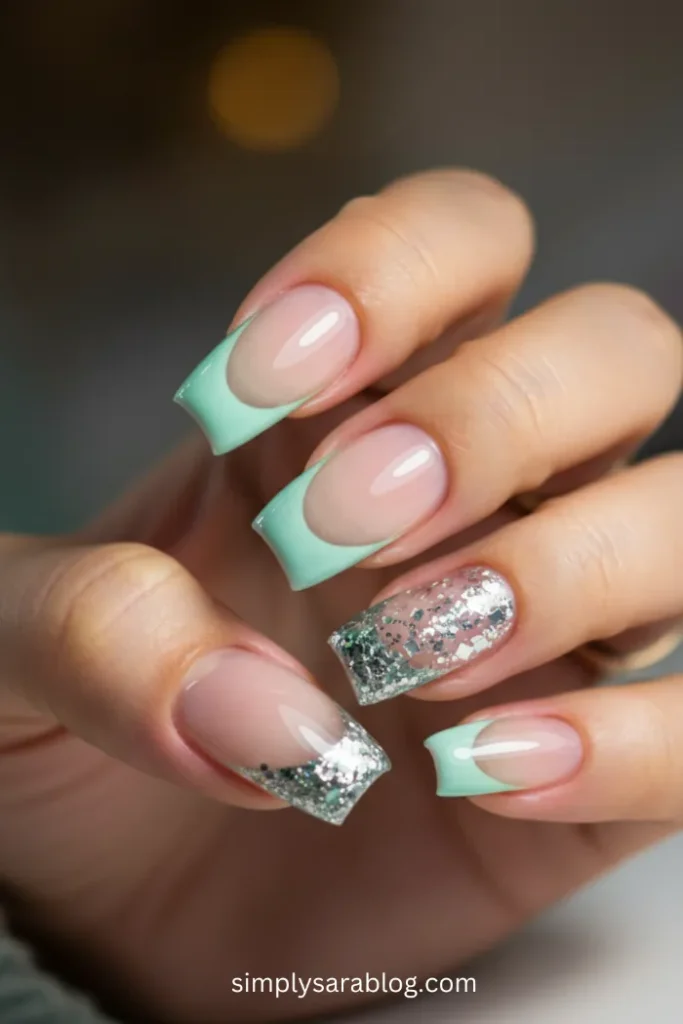 Mint Green Chic with Glitter Details