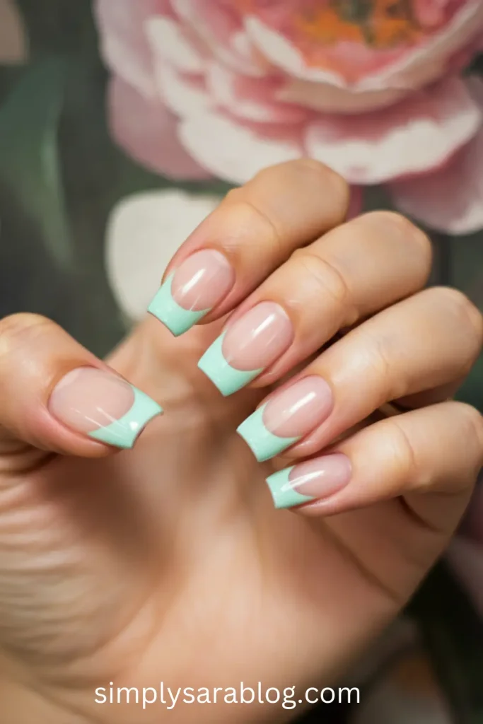 Mint Green French Tips