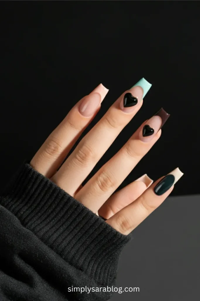 Monochromatic gems nails