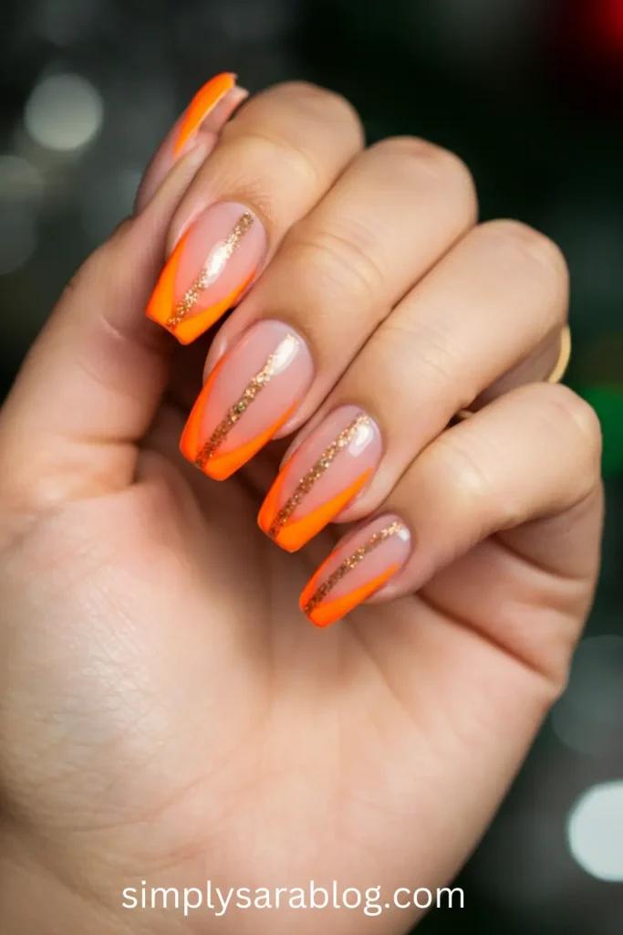 Neon French Tips with Glitter