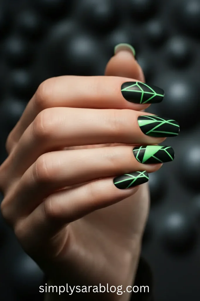 Neon Green Geometric Nails