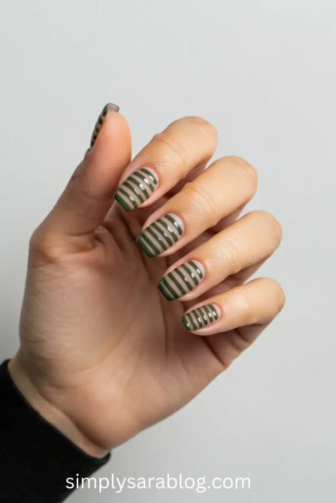 Olive Green Minimalist Stripes