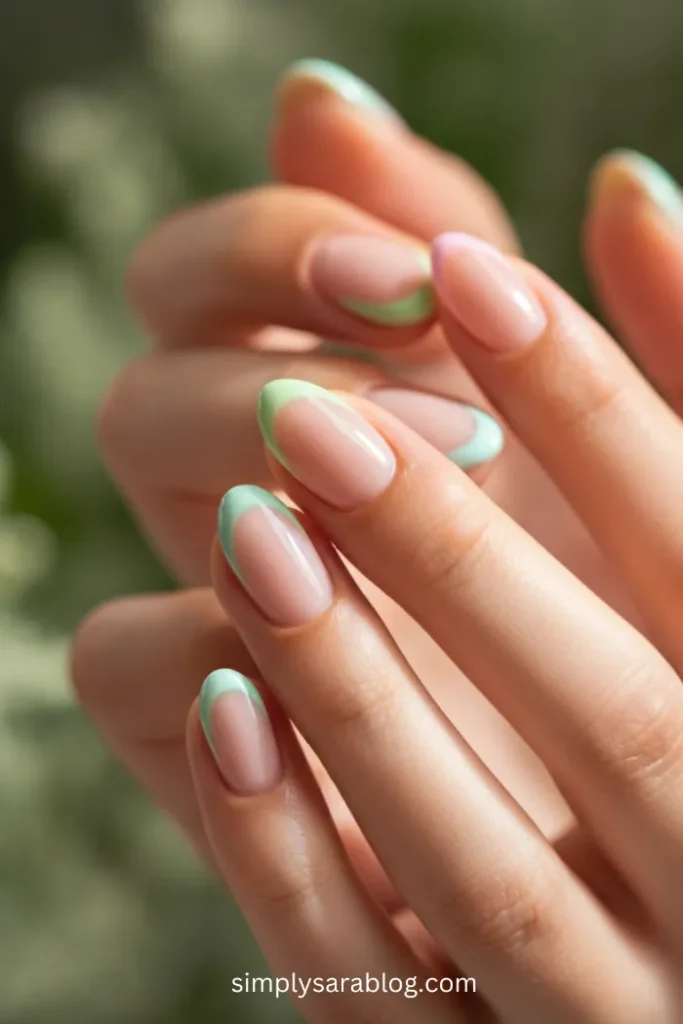 Pastel Pink and Green Accent Tips