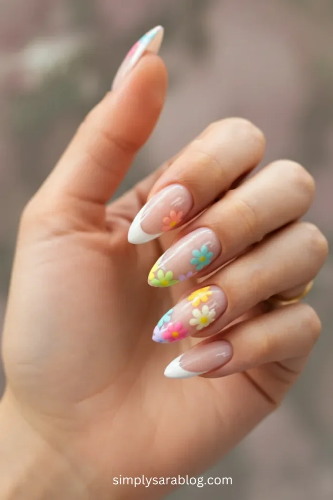  Pastel florals nails