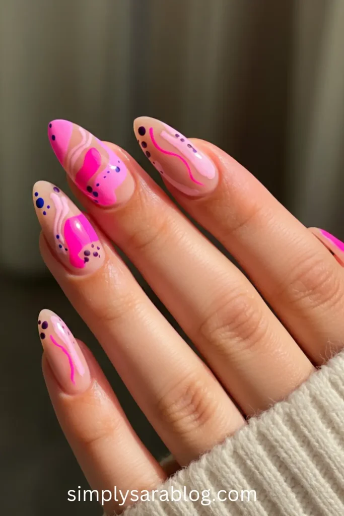 Pink Abstract Nails