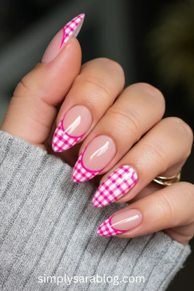 Pink Plaid Tips