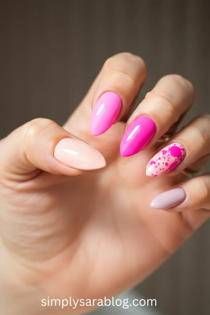 Pink Skittles Nails
