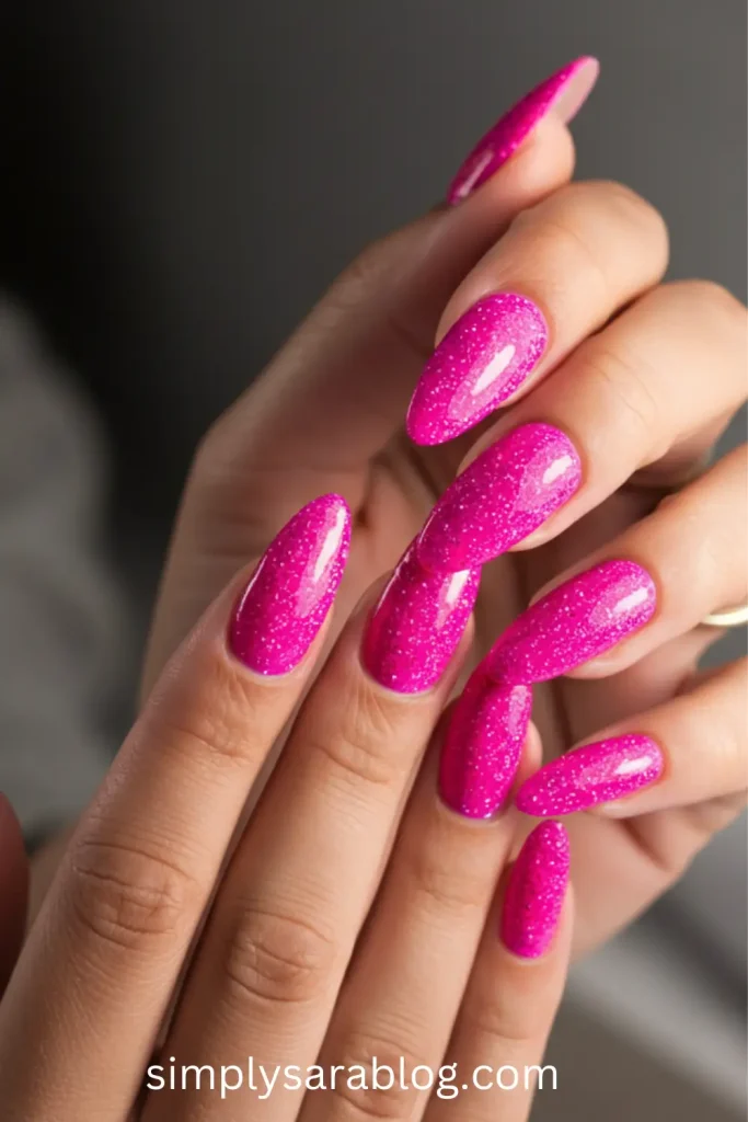 Pink Sparkle Nails