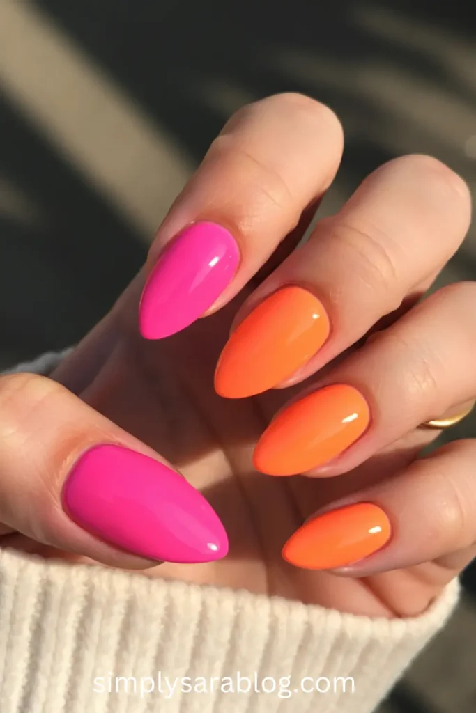 Pink and Orange Nails