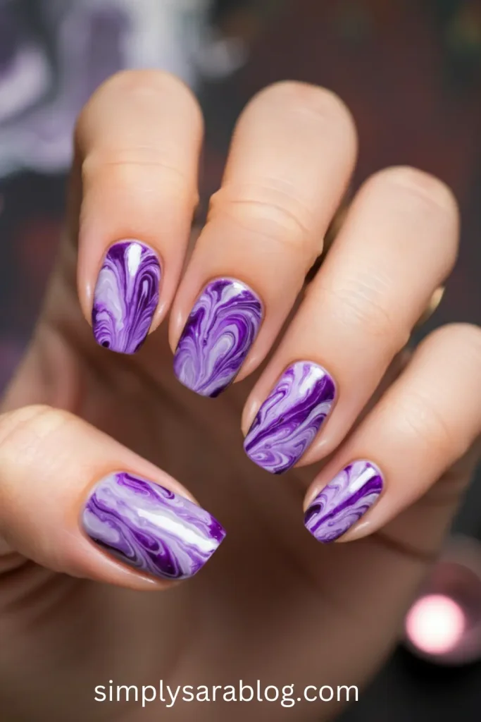Purple Marble Nails