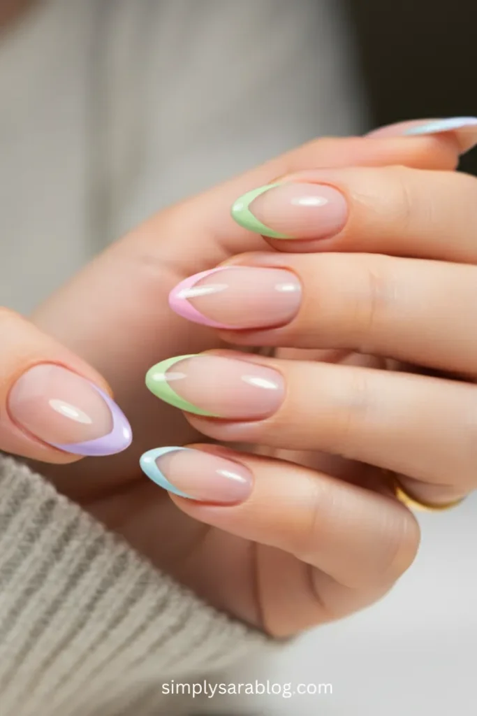  Rainbow Pastel Almond Tips