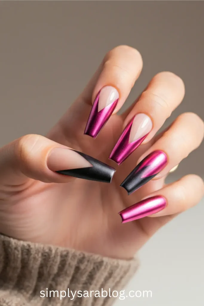 Shimmering contrast nails
