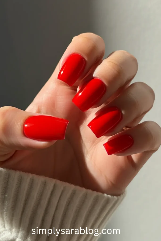 Shocking Red Nails