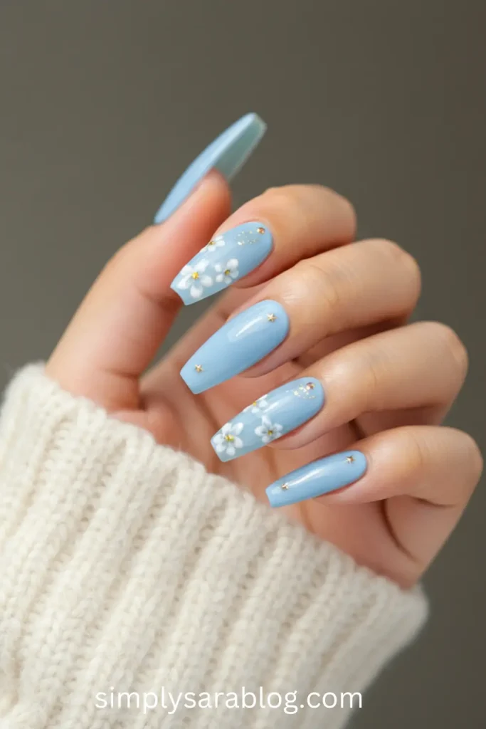 Sky blue serenity nails