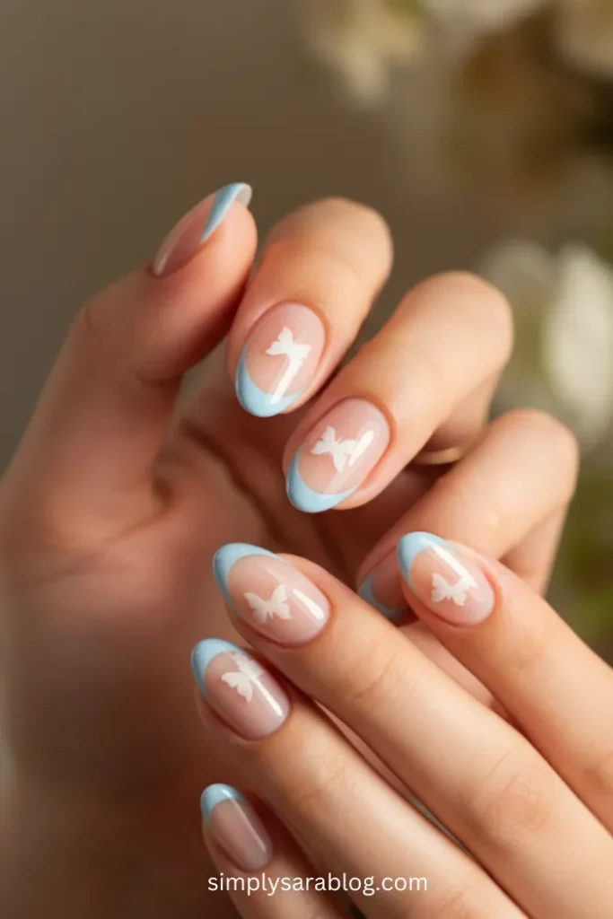 Soft Blue Butterfly Art
