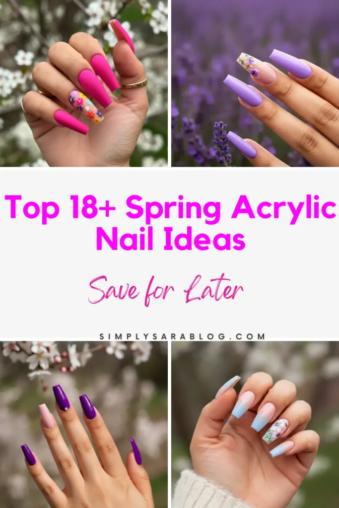 Spring-inspired acrylic nails featuring trendy designs like pastels, floral patterns, and ombre effects, perfect for adding style and charm to your manicure.