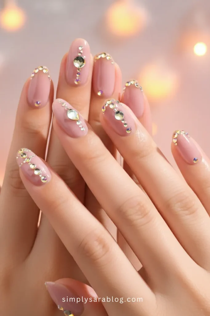Spring Rhinestone Nails