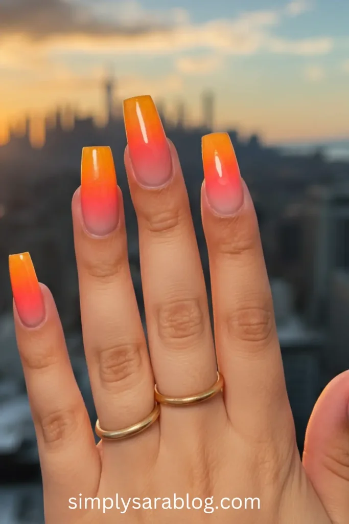Square Sunset Nails