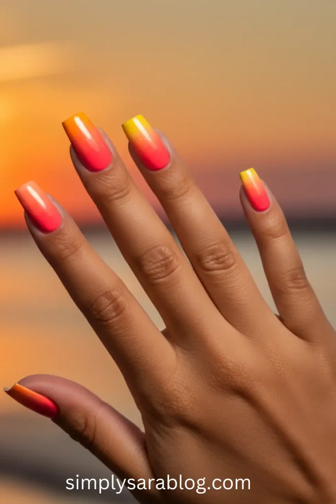 Summer Sunset Ombre Nails