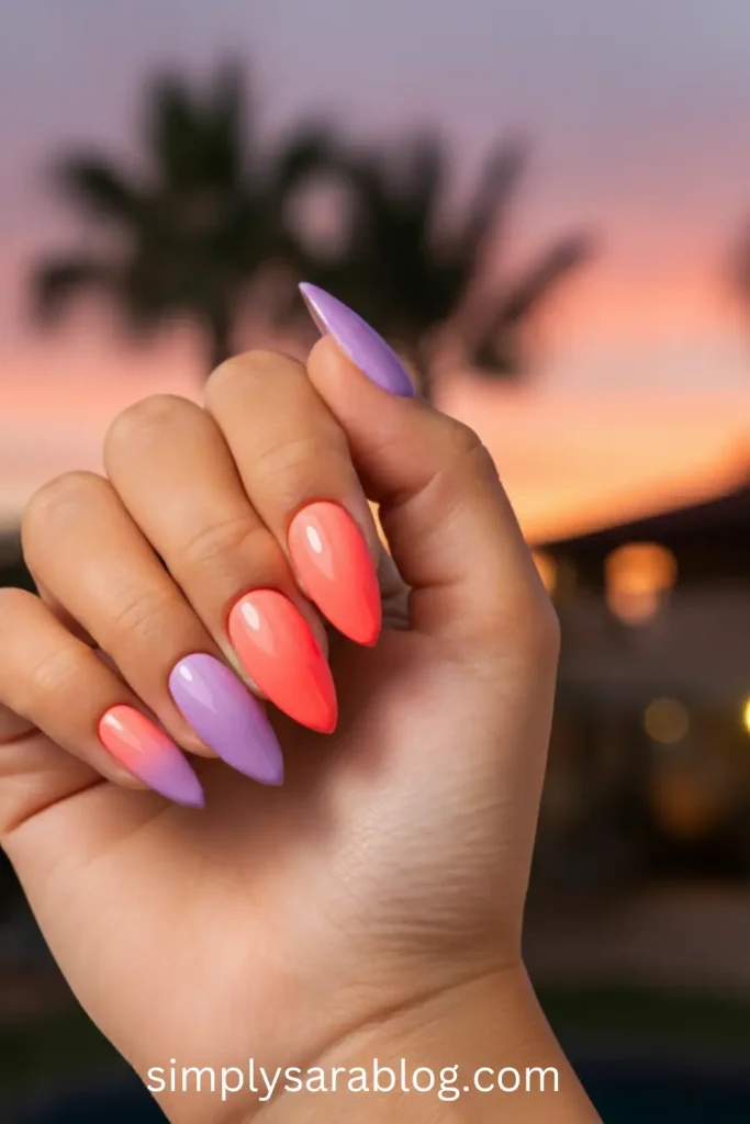 Sunset Almond Nails