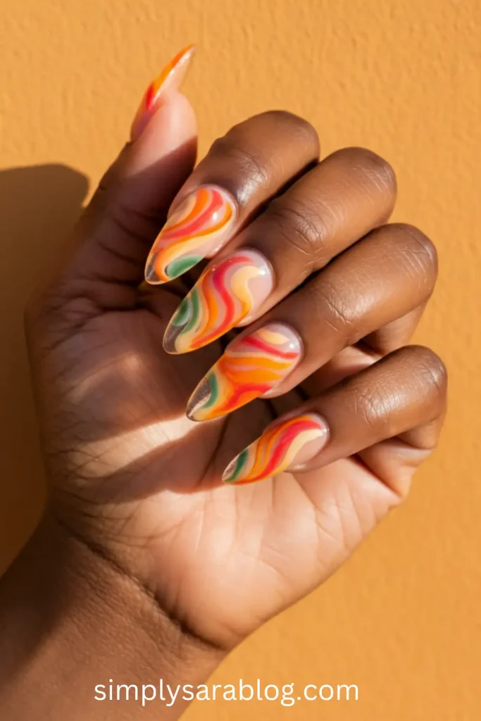 Sunset Swirl Nails