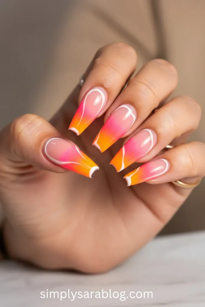 Sunset hues nails