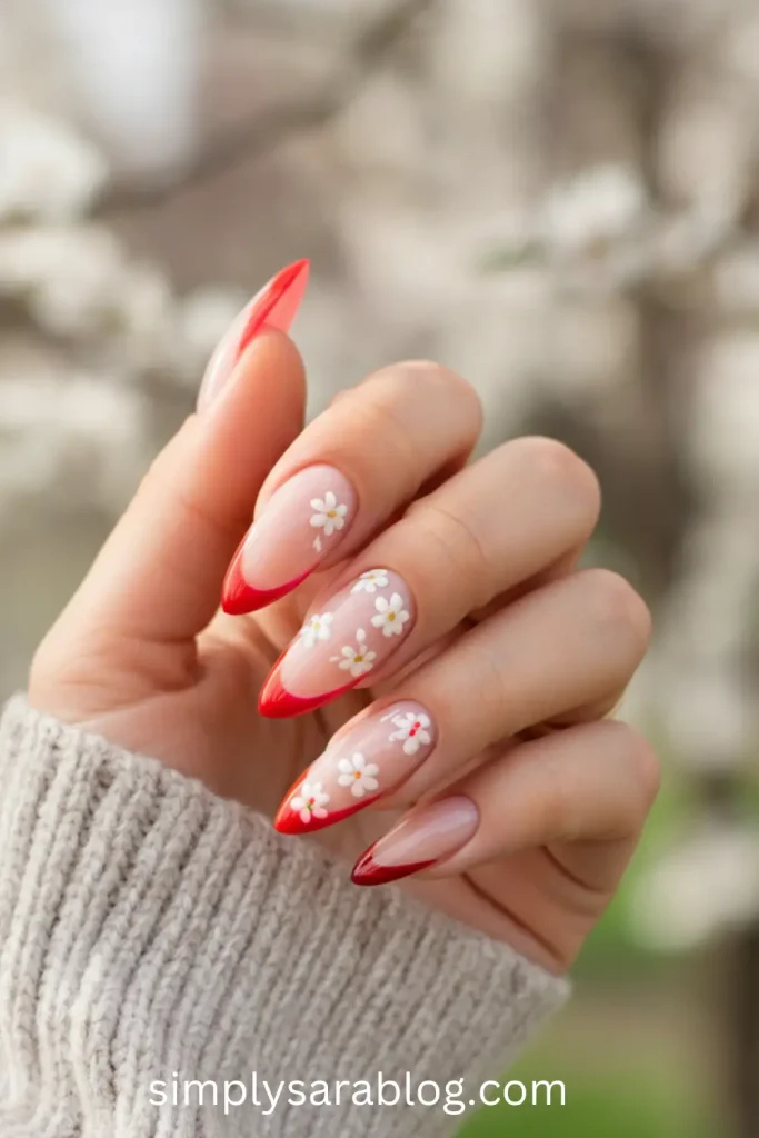 Brighten up your style with 29 Red Spring nail ideas! From bold florals to geometric chic, these designs bring vibrant charm to your spring look.