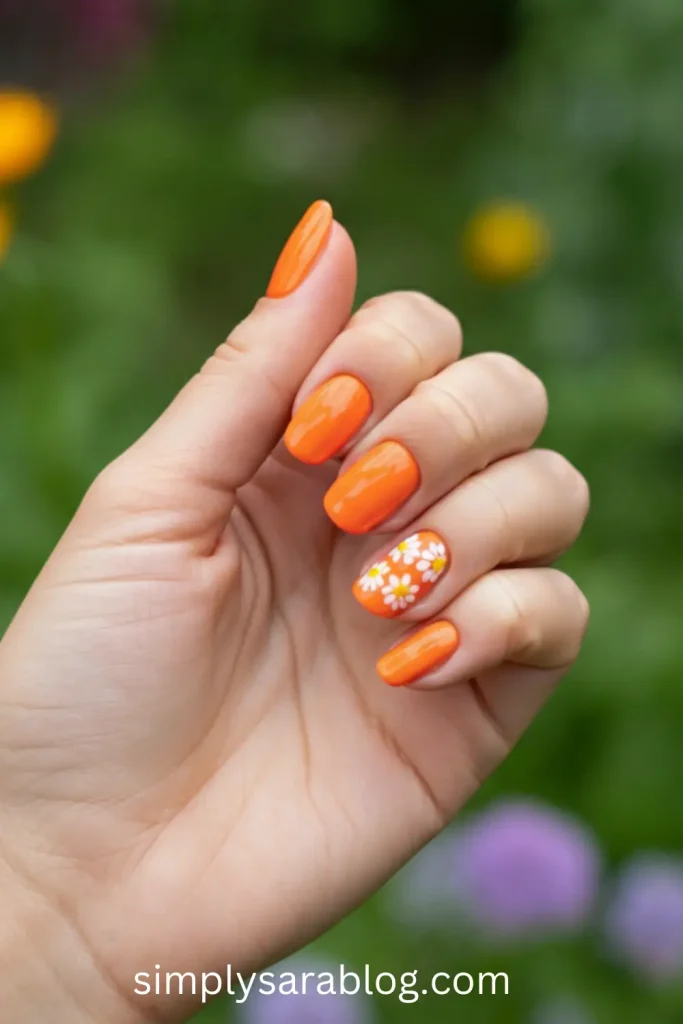 Tiny Flowers on Orange