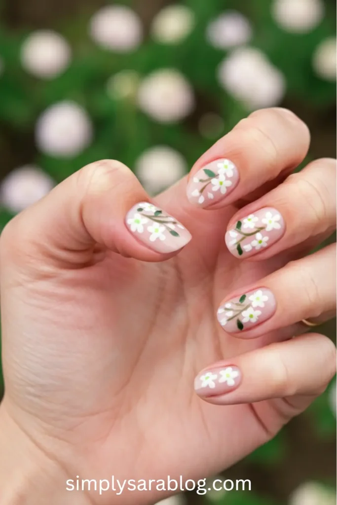 Tiny Lavender Flower Nails