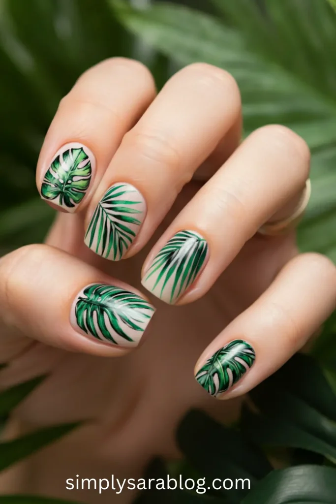 Tropical Green Palm Leaves