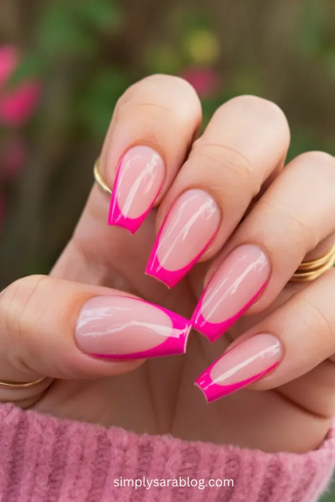  Vivid Pink French Tips