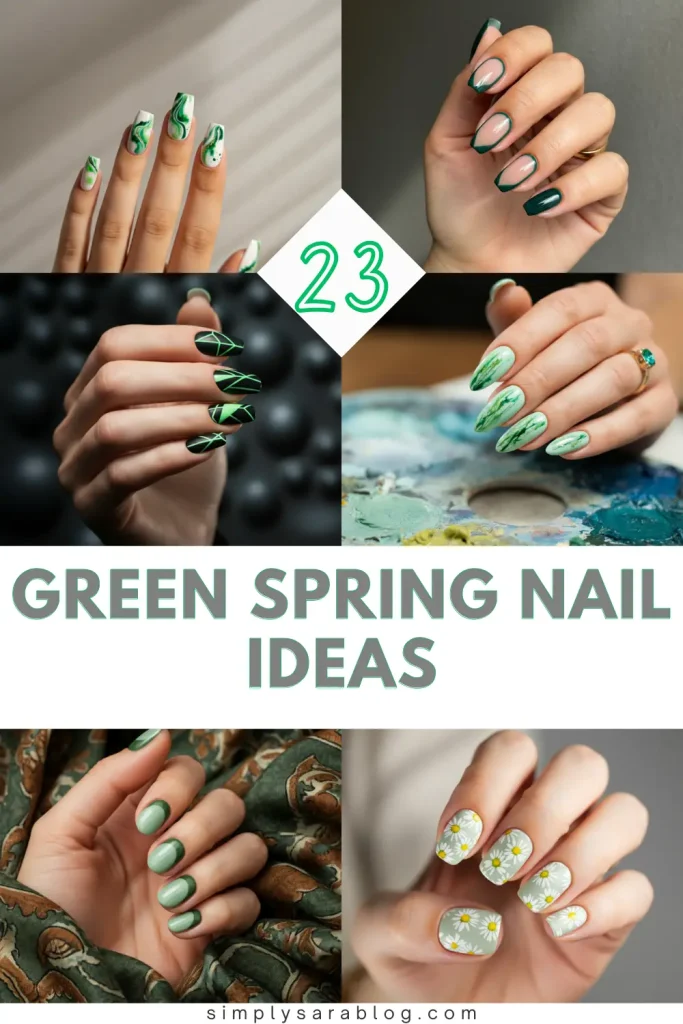 Emerald green nails with a sleek square shape, a timeless choice for elegance.