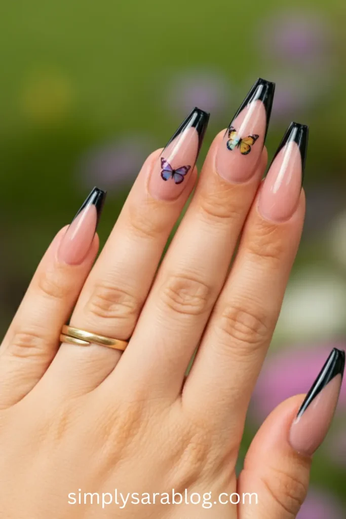 Black French with Butterfly Accents